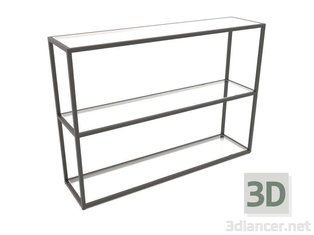 modello 3D Console rack rettangolare (VETRO, 120x30x86, 3 ripiani) - anteprima