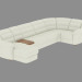 3D Modell Ecksofa aus Leder mit Einbau-Couchtisch - Vorschau