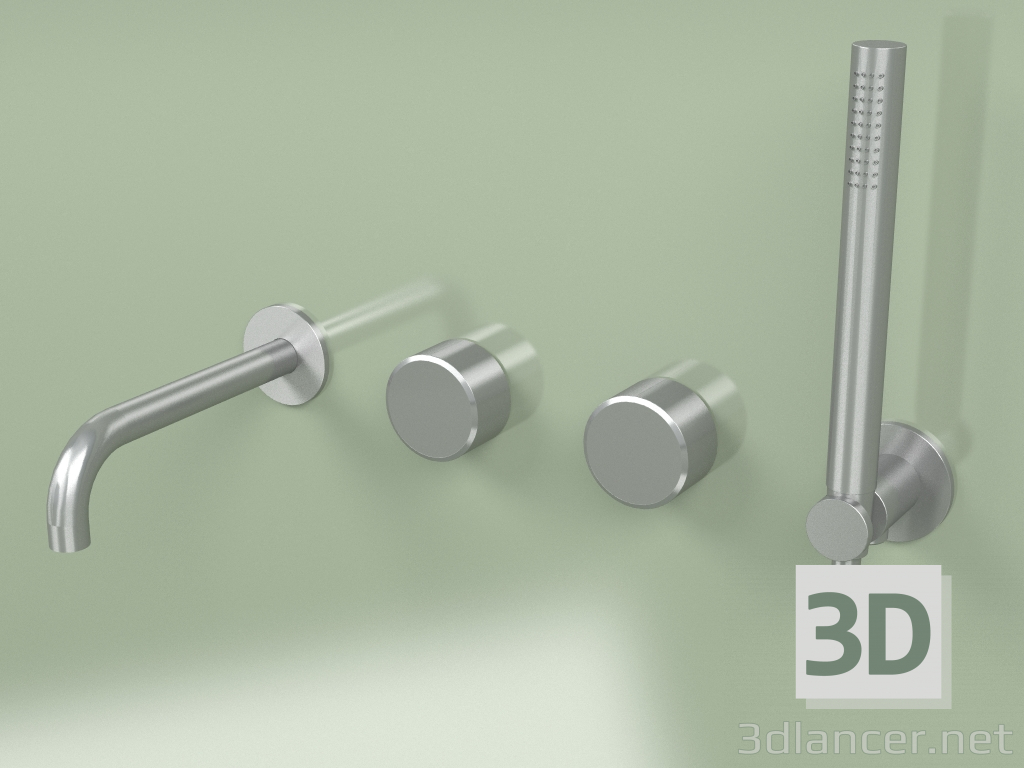 Modelo 3d Conjunto de 2 misturadores hidro-progressivos de parede com chuveiro de mão e bico L 190 mm (16 69, - preview