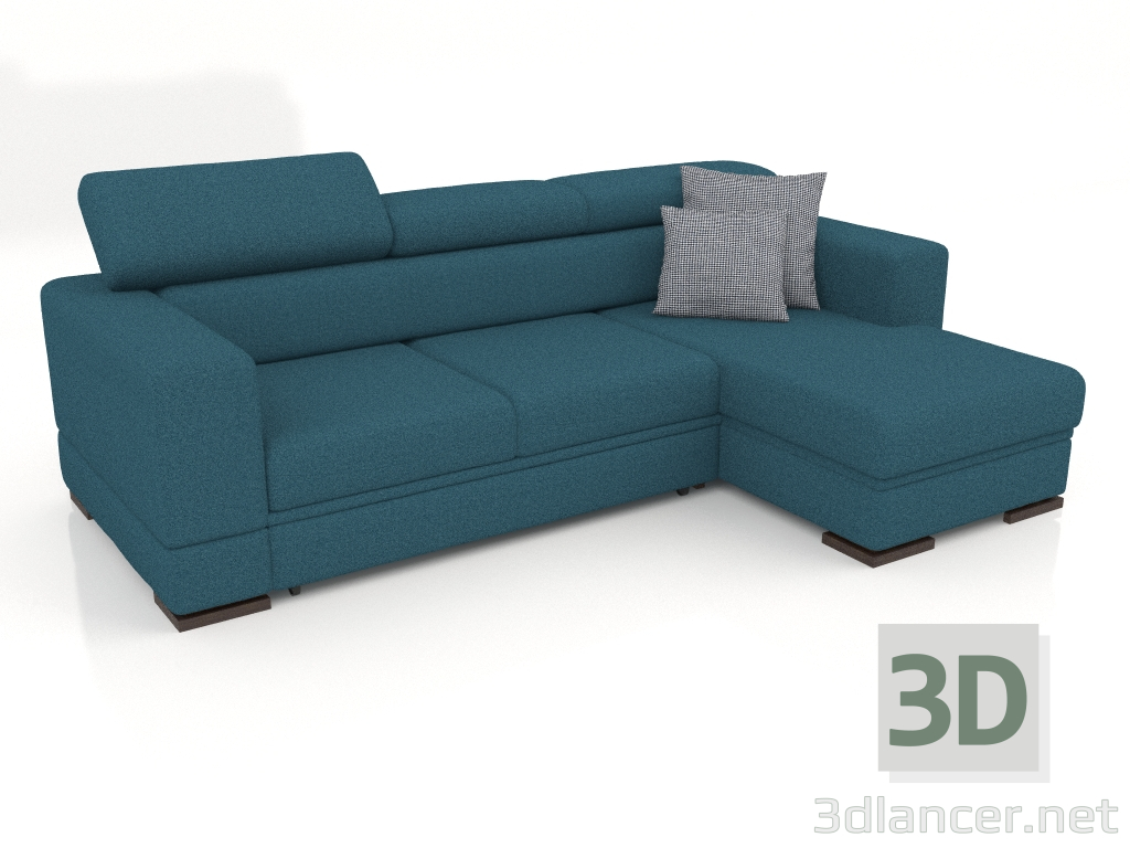 modello 3D Divano Fabio con pouf (Aura 18) - anteprima