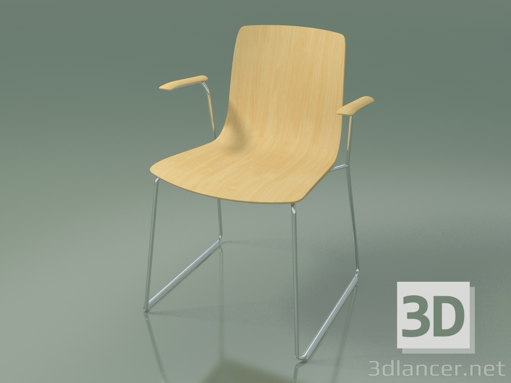 3d model Silla 3909 (sobre rieles, con reposabrazos, abedul natural) - vista previa