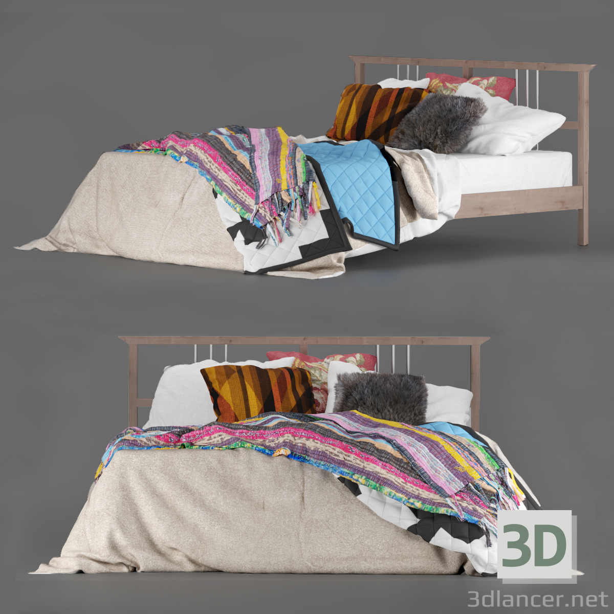 Cama IKEA "Rikene" Boho 3D modelo Compro - render