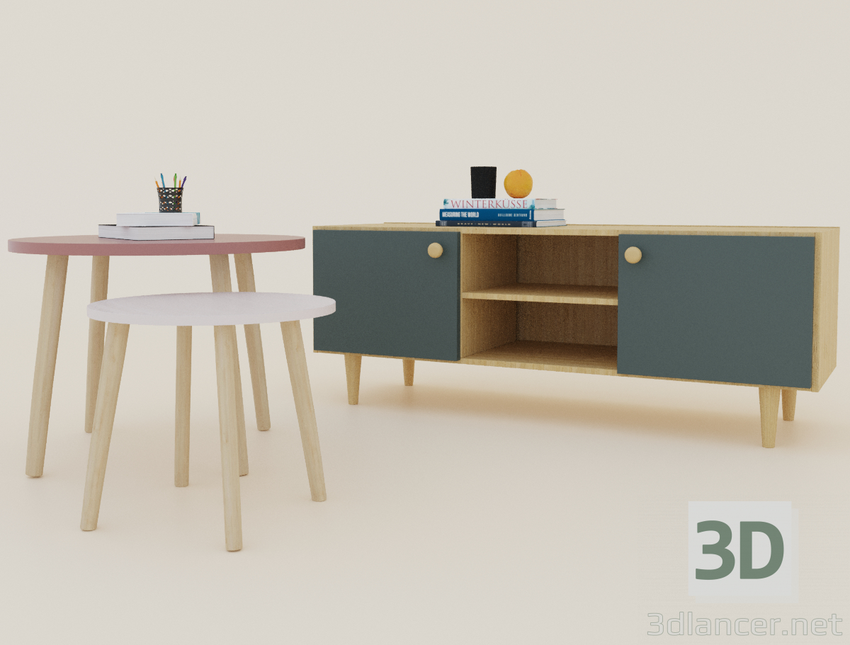 modèle 3D de Meuble TV et tables acheter - rendu