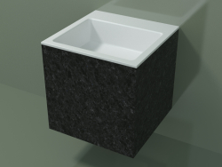 Wall-mounted washbasin (02R123302, Nero Assoluto M03, L 48, P 48, H 48 cm)