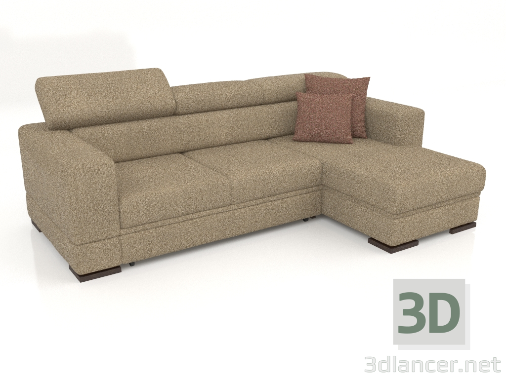 modello 3D Divano Fabio con pouf (Bengasi 05) - anteprima