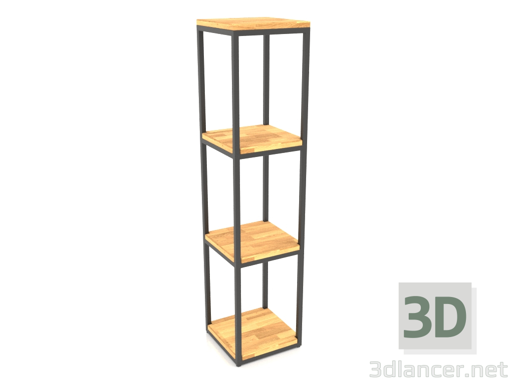 modello 3D Scaffale quadrato (PAVIMENTO LEGNO, 30x30x128, 4 ripiani) - anteprima