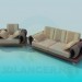 3D Modell Sofa mit Sessel - Vorschau