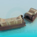 3D Modell Sofa mit Sessel - Vorschau