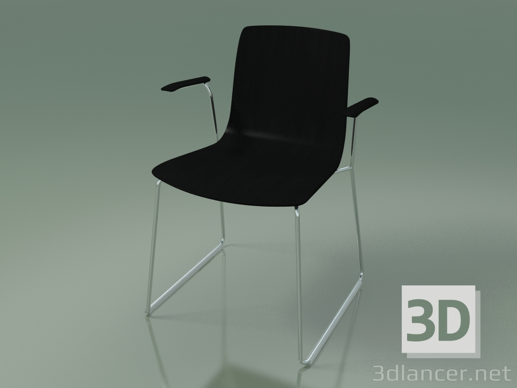 3d model Silla 3909 (sobre patines, con reposabrazos, abedul negro) - vista previa