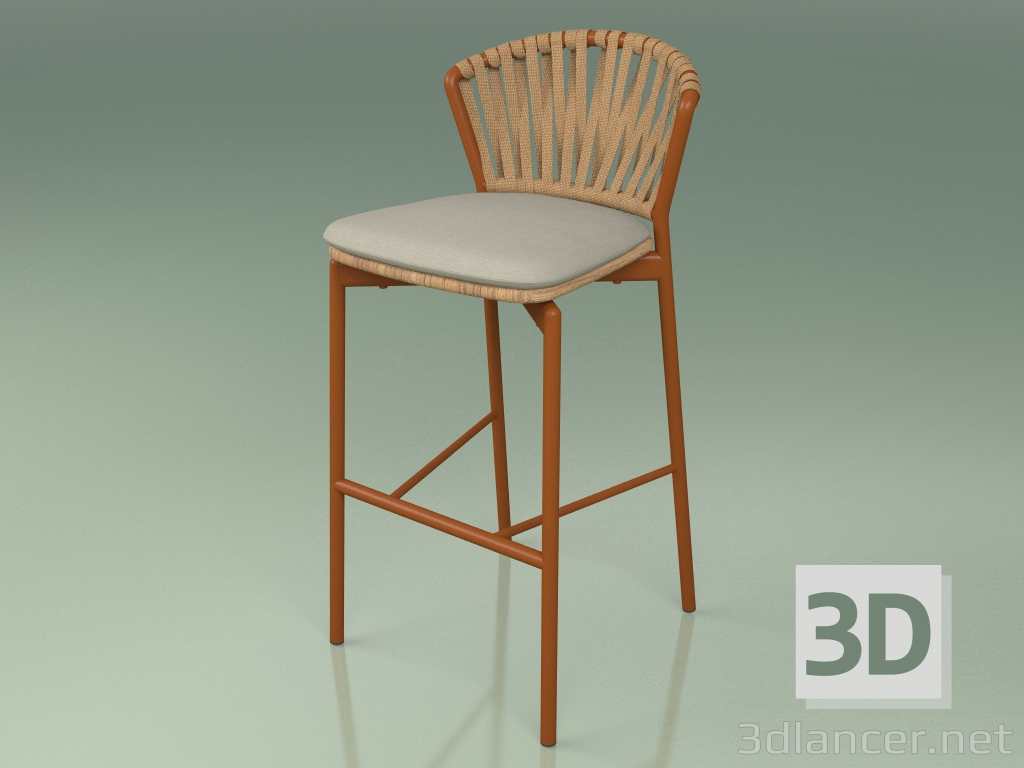 modello 3D Sgabello da bar 150 (Metallo Ruggine, Teak) - anteprima