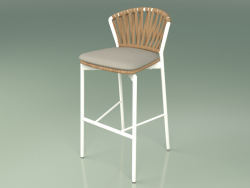 Tabouret de bar 150 (Métal Lait, Teck)