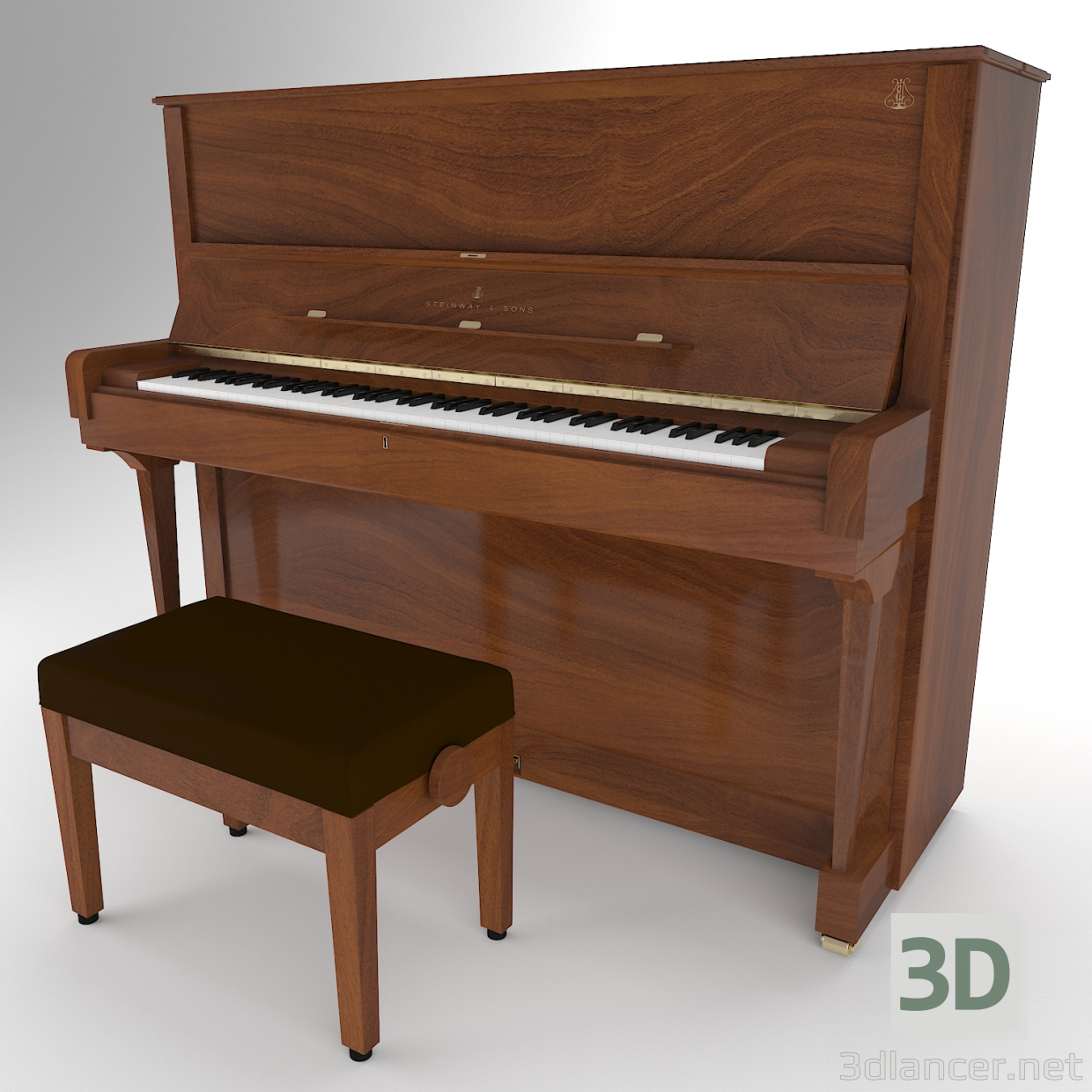 3D Piano Steinway And Sons V-125 3D model modeli satın - render