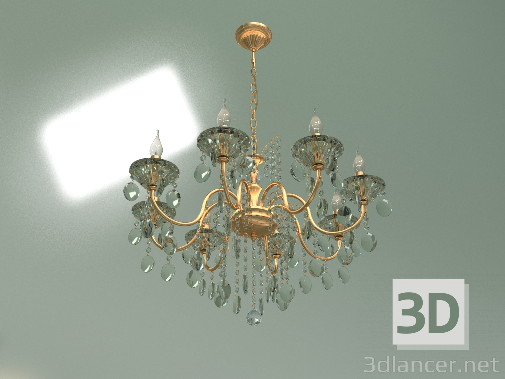 modello 3D Lampadario a sospensione 10025-8 (cristallo Strotskis dorato) - anteprima