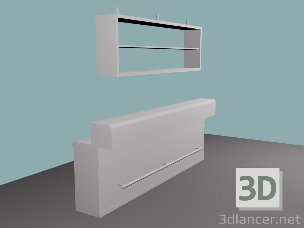 modello 3D bancone bar completo - anteprima