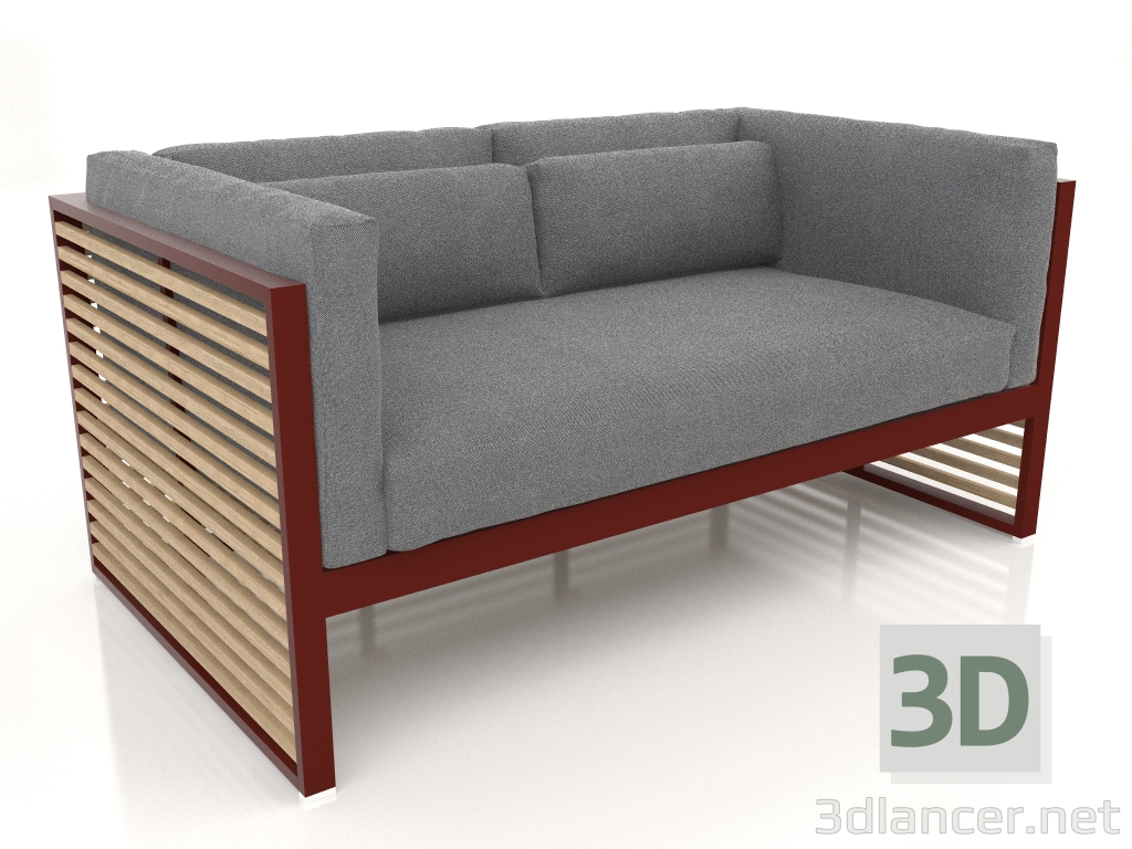 modello 3D Divano doppio (Rosso vino) - anteprima