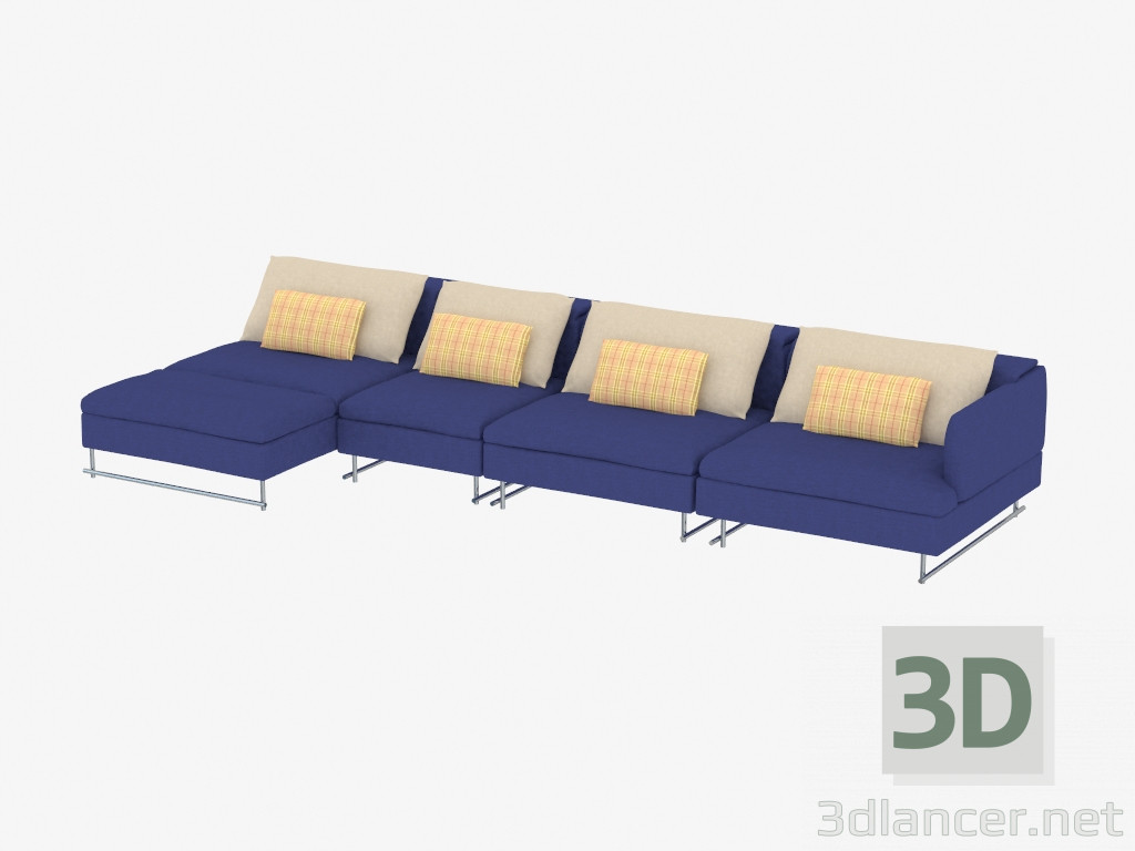 3d model Sofá modular de cuatro plazas - vista previa