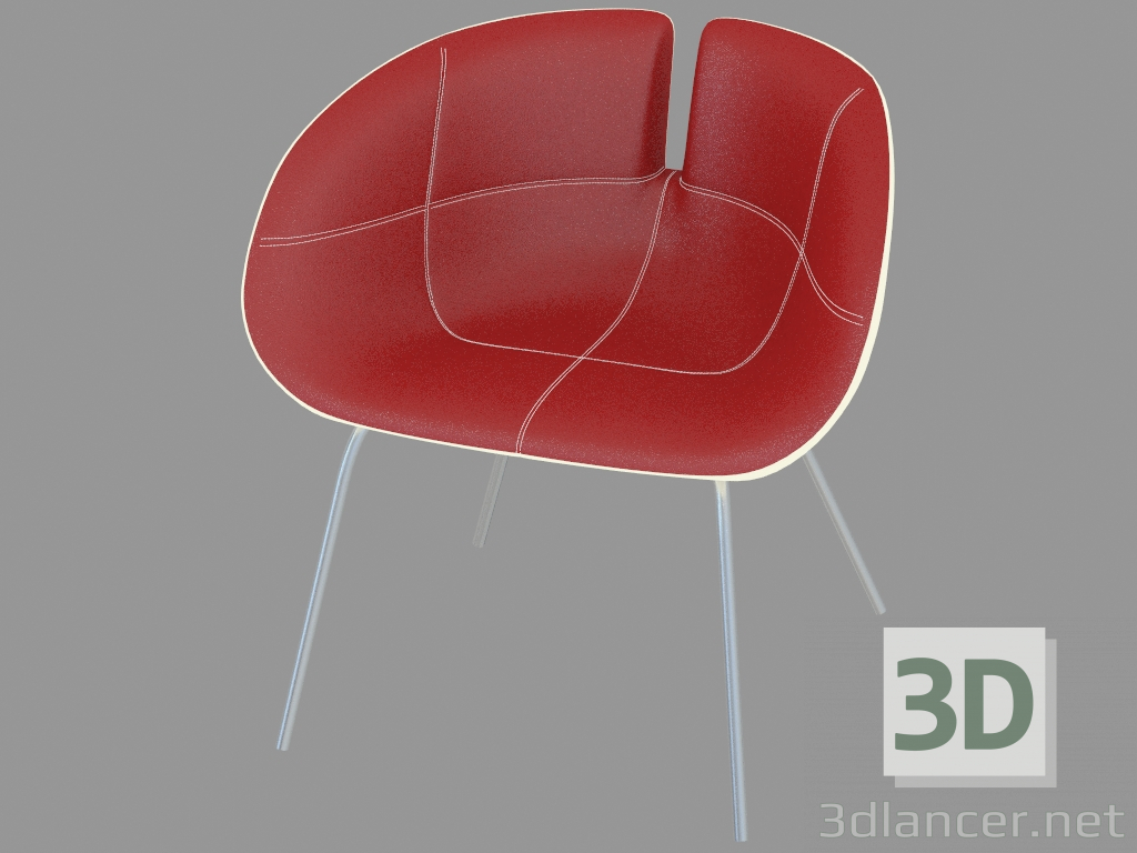 modèle 3D Chaise rembourrée en cuir - preview