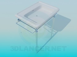 Wash basin with heated towel/drying rack