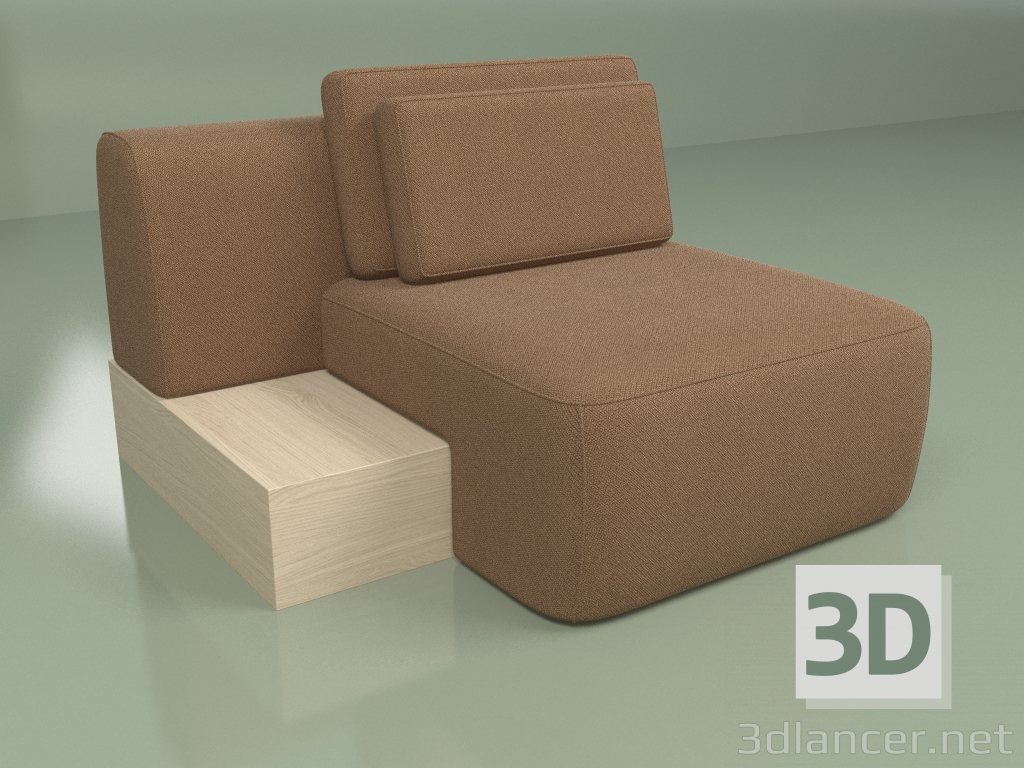 3d model Silla modular Cascad con cojín (derecha) - vista previa