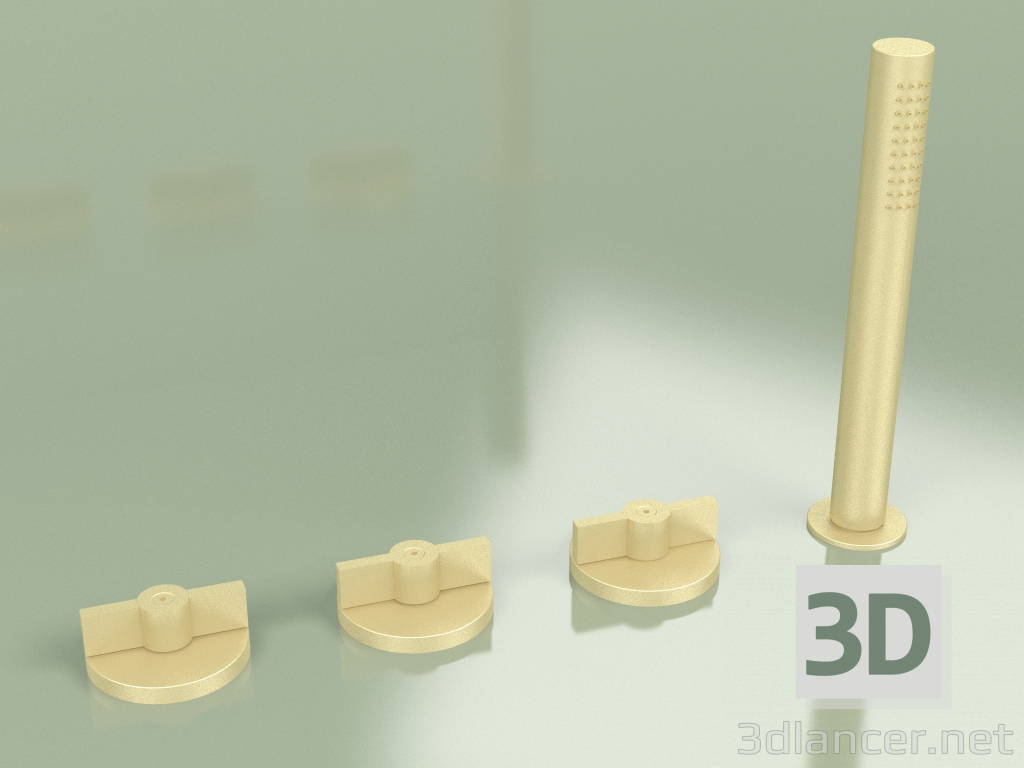 3d model Mezclador de dos orificios y mezclador hidroprogresivo con ducha de mano (19 99, OC) - vista previa