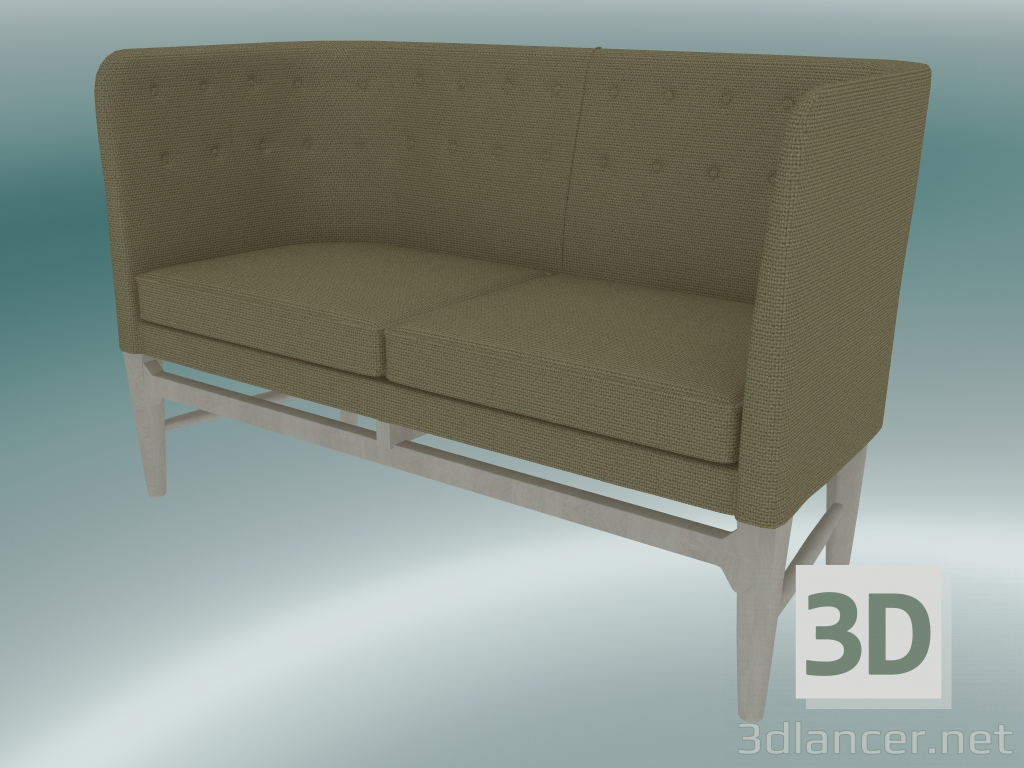 modello 3D Divano doppio Mayor (AJ6, H 82cm, 62x138cm, rovere oliato bianco, Hallingdal - 224) - anteprima