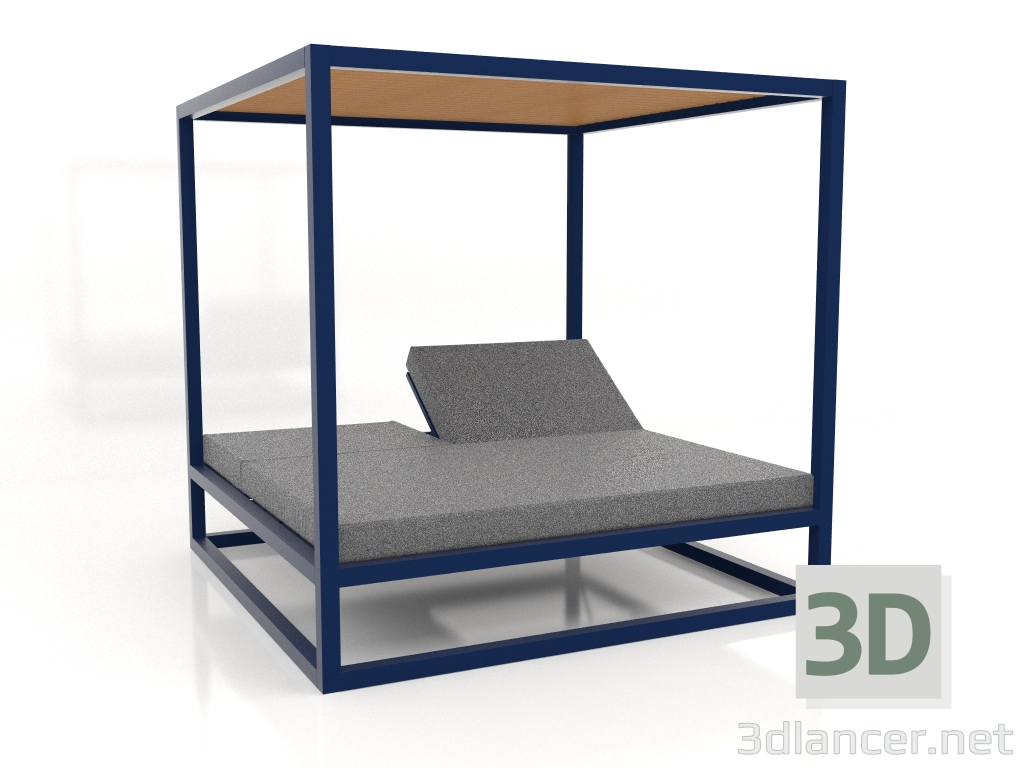 3d model Sofá de lamas altas fijas con techo (Azul noche) - vista previa