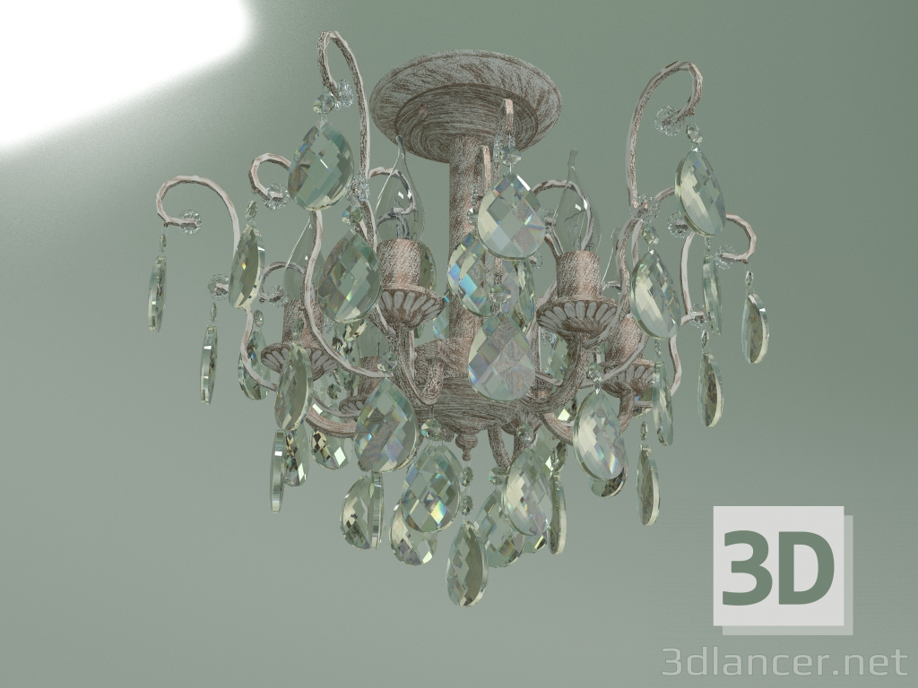 Modelo 3d Lustre pendente 10022-6 (branco com cristal Strotskis dourado) - preview