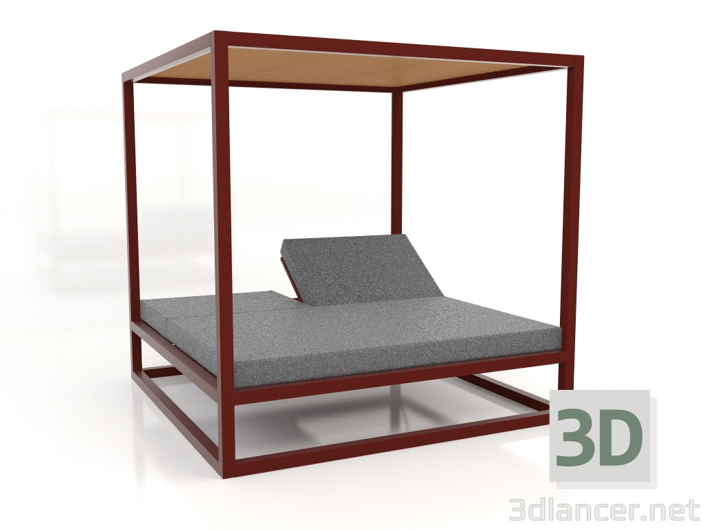 3d model Sofá de lamas altas fijas con techo (Rojo vino) - vista previa