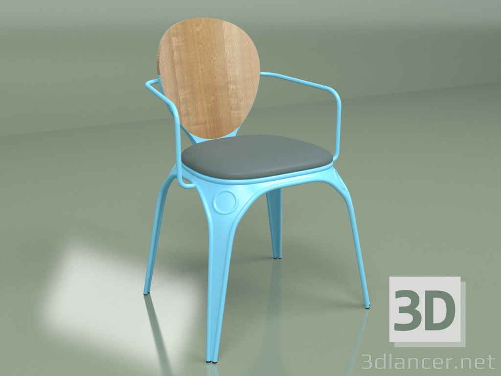 3d model Silla Louix con cojín (gris, azul mate) - vista previa