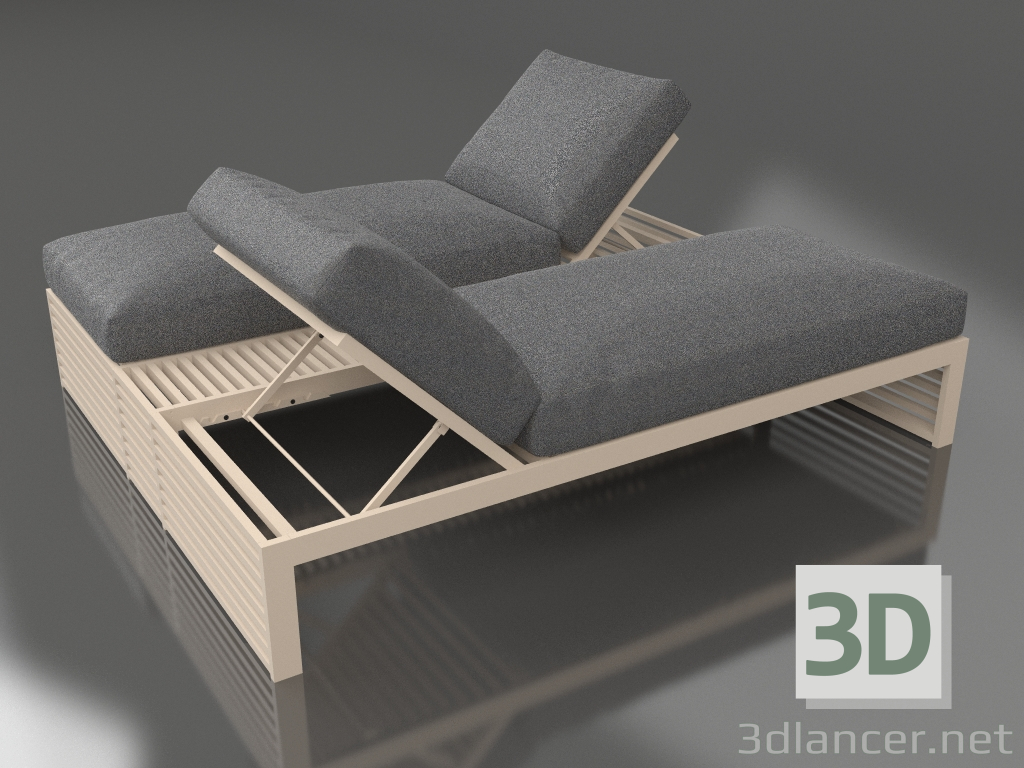 Modelo 3d Cama de casal para relaxamento (Areia) - preview