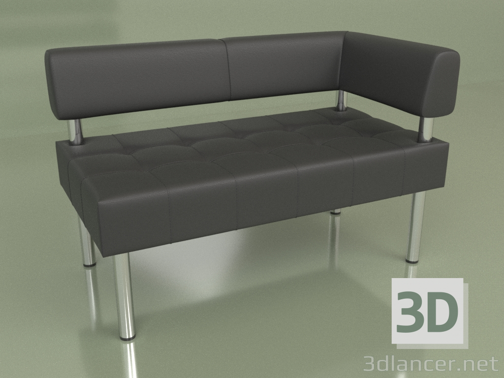 3d model Sección doble esquina izquierda Business (cuero negro) - vista previa