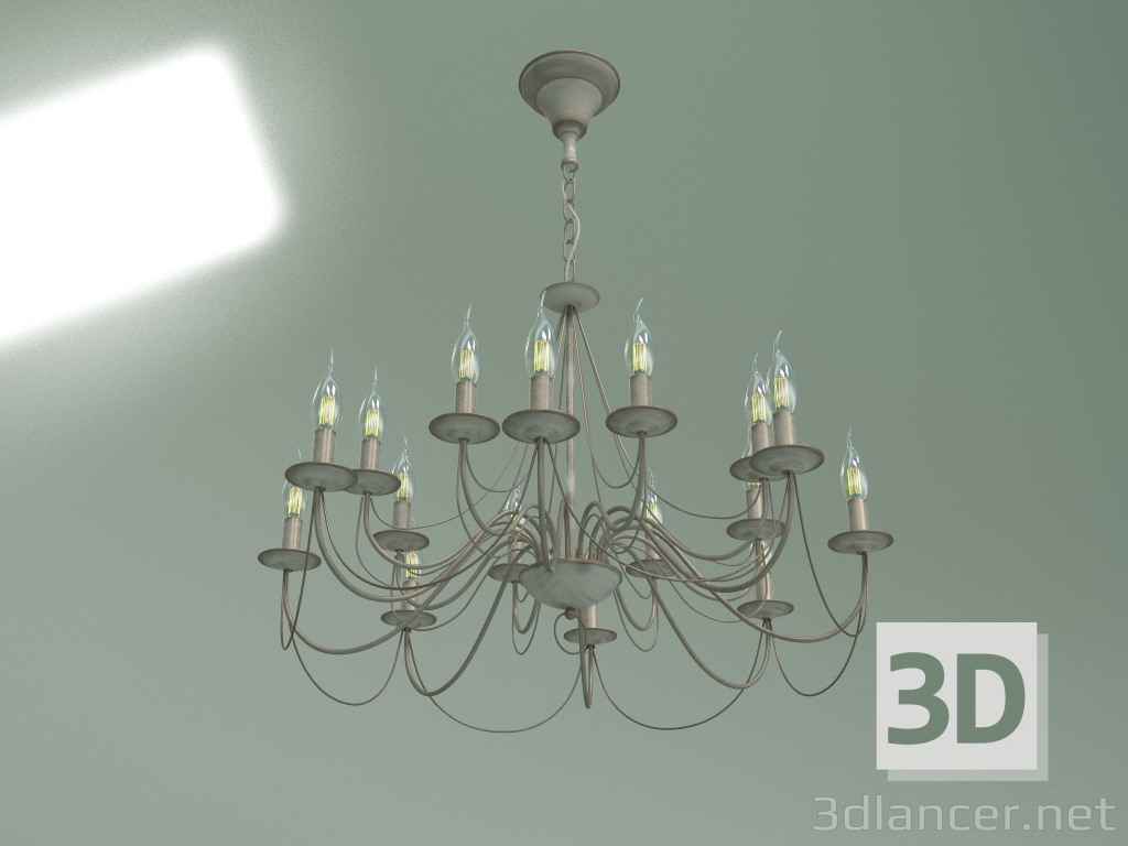 Modelo 3d Lustre suspenso 60015-16 (branco com dourado) - preview