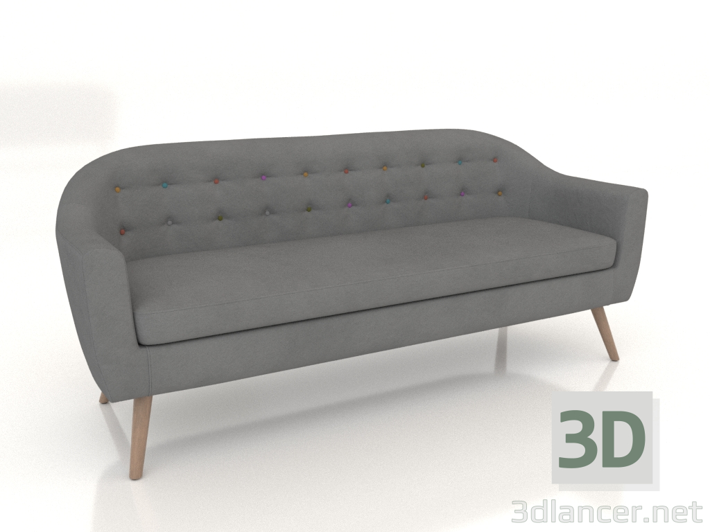 3D modeli Sofa Florence 3 kişilik (koyu gri - renkli düğmeler) - önizleme