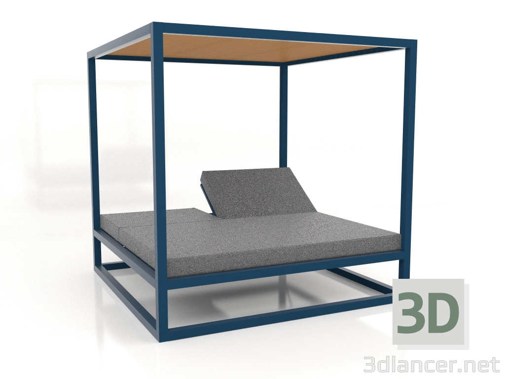 3d model Sofá de lamas altas fijas con techo (Gris azul) - vista previa