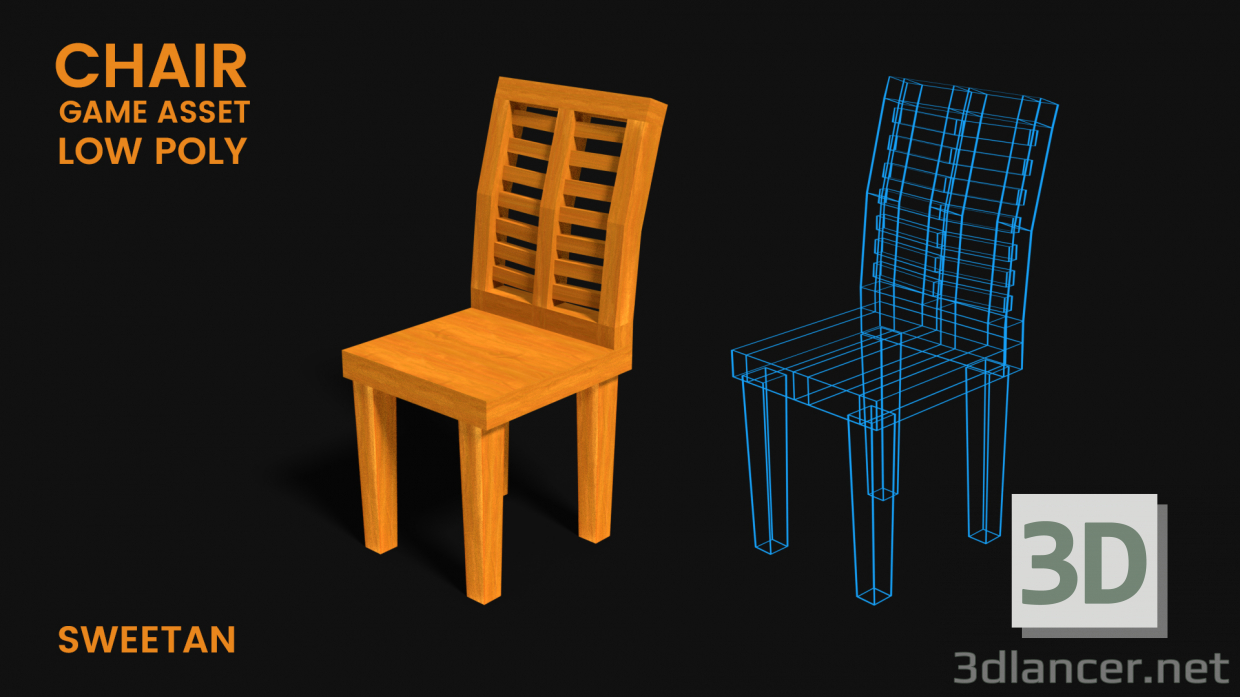 3d model 3D chair game asset -Low poly - preview