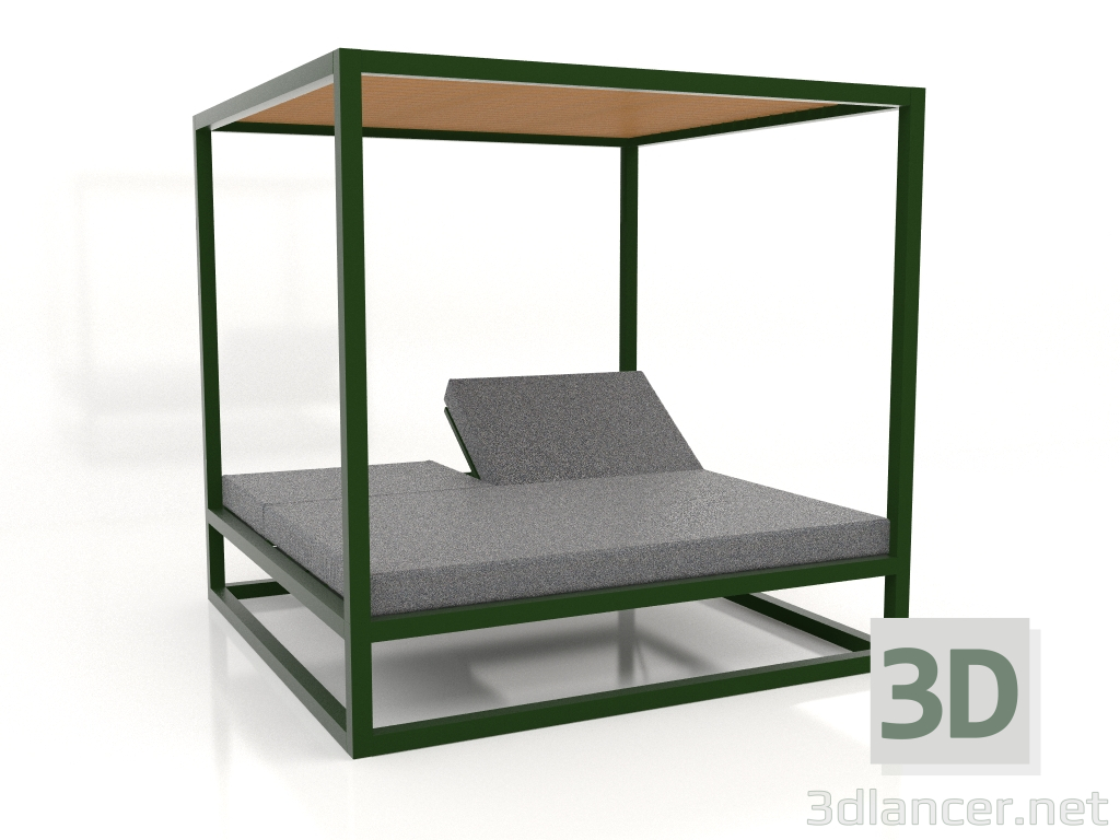 3d model Sofá de lamas altas fijas con techo (Verde botella) - vista previa