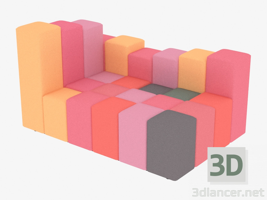 3d model Sofá modular doble - vista previa