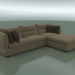 modello 3D Divano triplo Parma con pouf mobile (3050 x 2200 x 830, 305PA-110-PPR-110) - anteprima