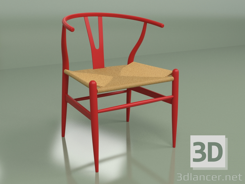 3d model Silla Wishbone (rojo oscuro mate) - vista previa