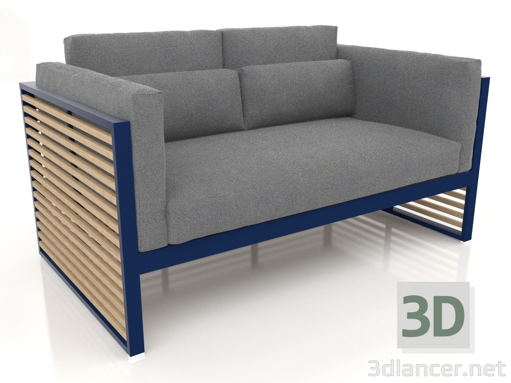 3d model Sofá de 2 plazas con respaldo alto (Azul noche) - vista previa