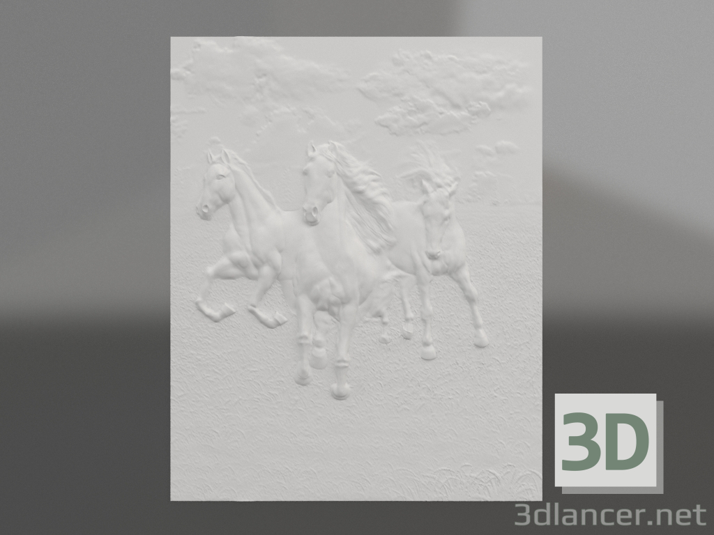 3d model Caballos en bajorrelieve - vista previa