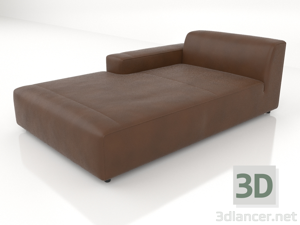 modello 3D Chaise longue 207 con bracciolo basso a destra - anteprima