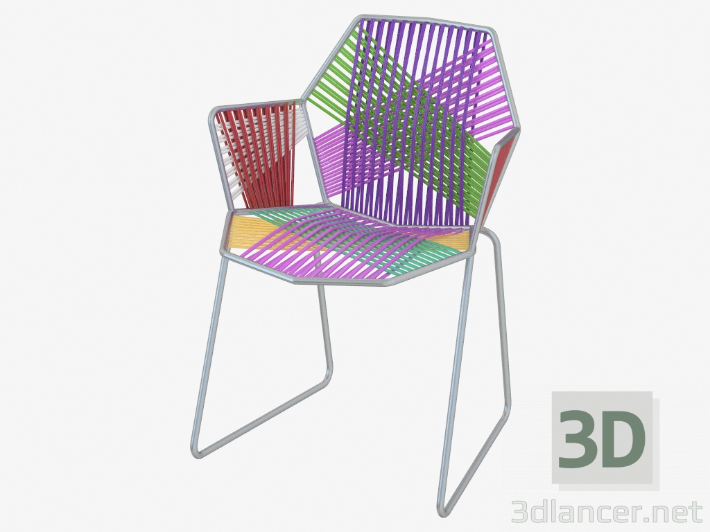 modello 3D Sedia con braccioli - anteprima