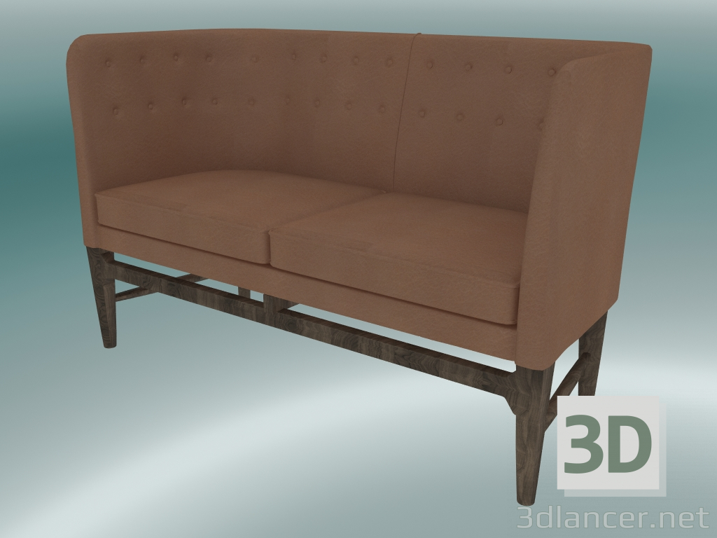 3D modeli Çift kişilik kanepe belediye başkanı (aj6, h 82cm, 62x138cm, füme yağlı meşe, deri- konyak ipek) - önizleme