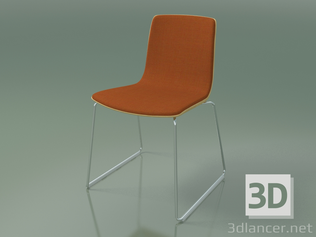 modello 3D Sedia 3936 (su skid, rivestimento frontale, betulla naturale) - anteprima