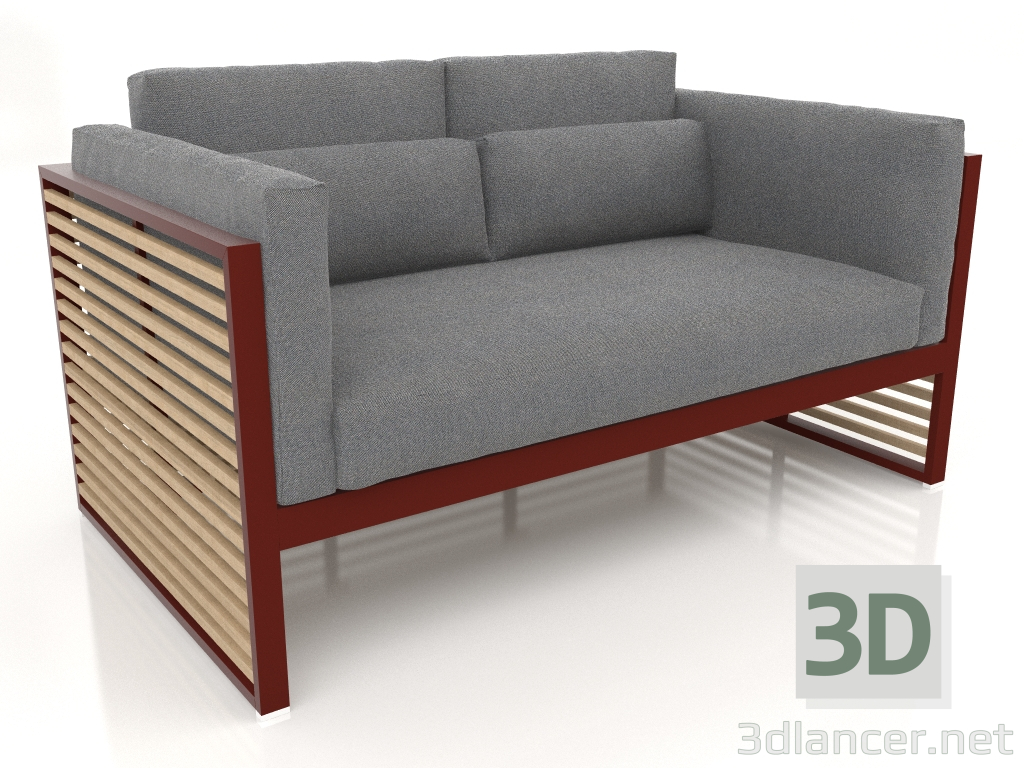 3d model 2-seater sofa with a high back (Wine red) - preview