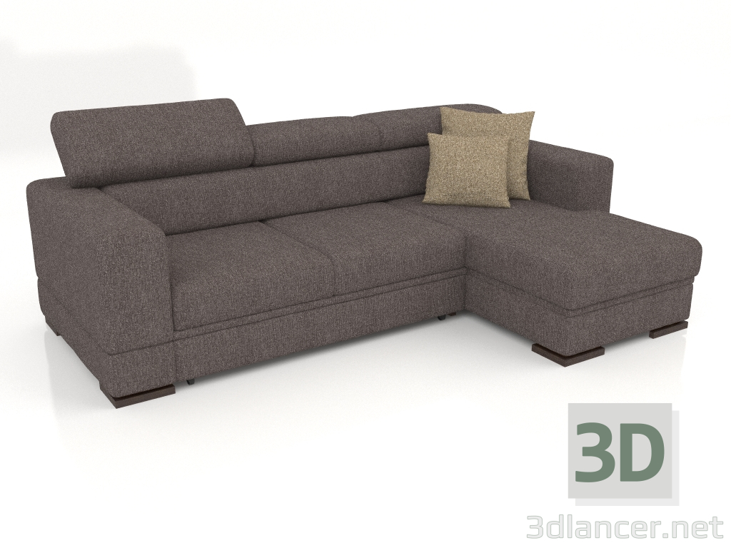 modello 3D Divano Fabio con pouf (Phantom 1008) - anteprima