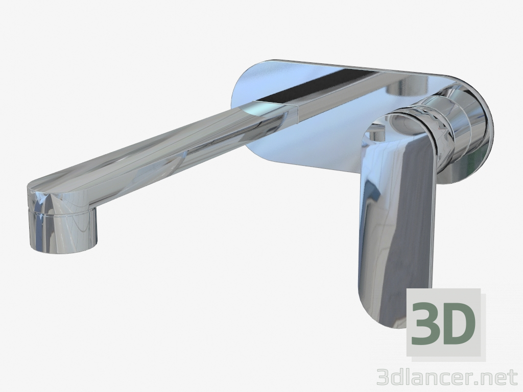 3d model Mezclador de lavabo monomando de pared con placa de metal One (113058) - vista previa