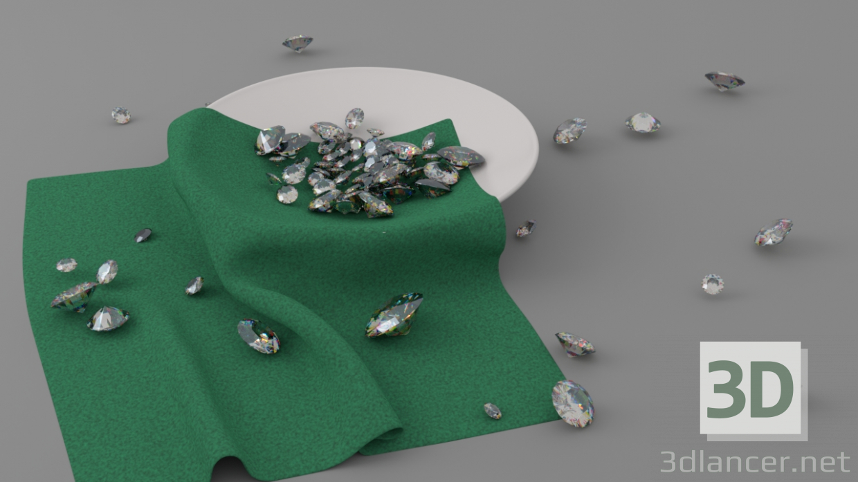 Platillo con diamantes 3D modelo Compro - render