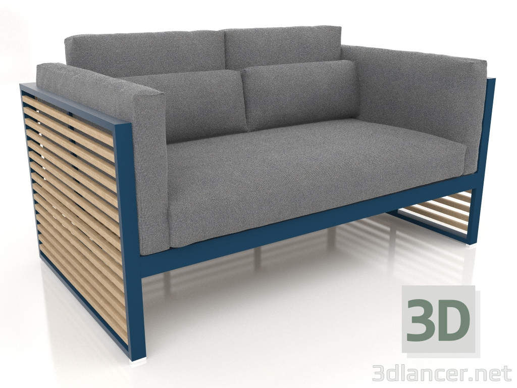 modello 3D Divano a 2 posti con schienale alto (Grigio blu) - anteprima